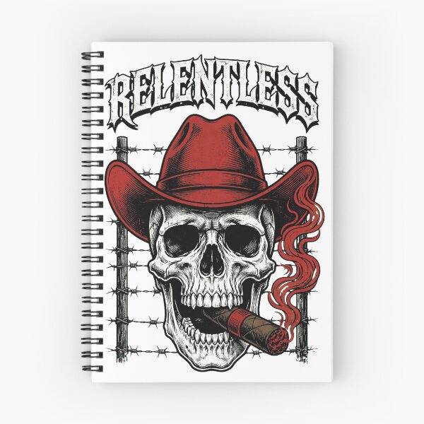 Item preview, RELENTLESS Cowboy Skull Cigar - Red Hat Barbed Wire Western Outlaw Vector designed and sold by VYBE DARK Studio.