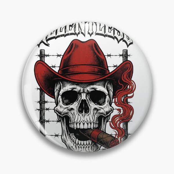 Item preview, RELENTLESS Cowboy Skull Cigar - Red Hat Barbed Wire Western Outlaw Vector designed and sold by VYBE DARK Studio.