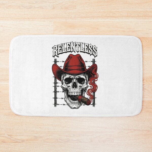 Item preview, RELENTLESS Cowboy Skull Cigar - Red Hat Barbed Wire Western Outlaw Vector designed and sold by VYBE DARK Studio.