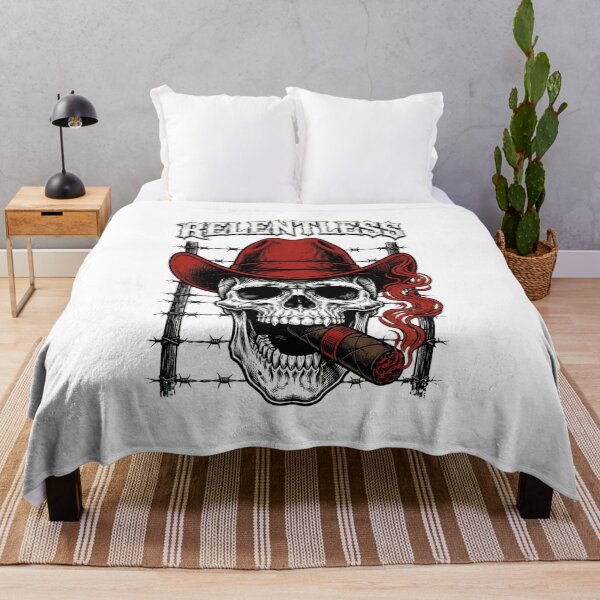 Item preview, RELENTLESS Cowboy Skull Cigar - Red Hat Barbed Wire Western Outlaw Vector designed and sold by VYBE DARK Studio.
