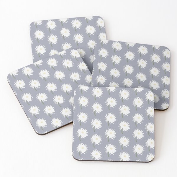 Item preview, Brahma Kamal Flower Pattern – White Lotus-Like Floral on Dusty Blue designed and sold by  Boho Vibes Studio.