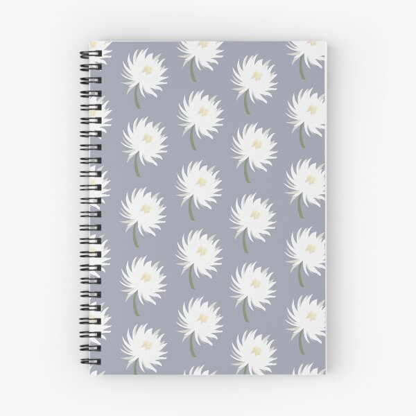 Item preview, Brahma Kamal Flower Pattern – White Lotus-Like Floral on Dusty Blue designed and sold by  Boho Vibes Studio.