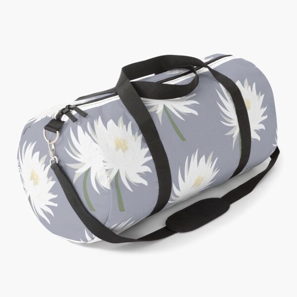 Item preview, Brahma Kamal Flower Pattern – White Lotus-Like Floral on Dusty Blue designed and sold by  Boho Vibes Studio.