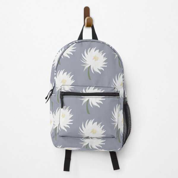 Item preview, Brahma Kamal Flower Pattern – White Lotus-Like Floral on Dusty Blue designed and sold by Boho Vibes Studio.