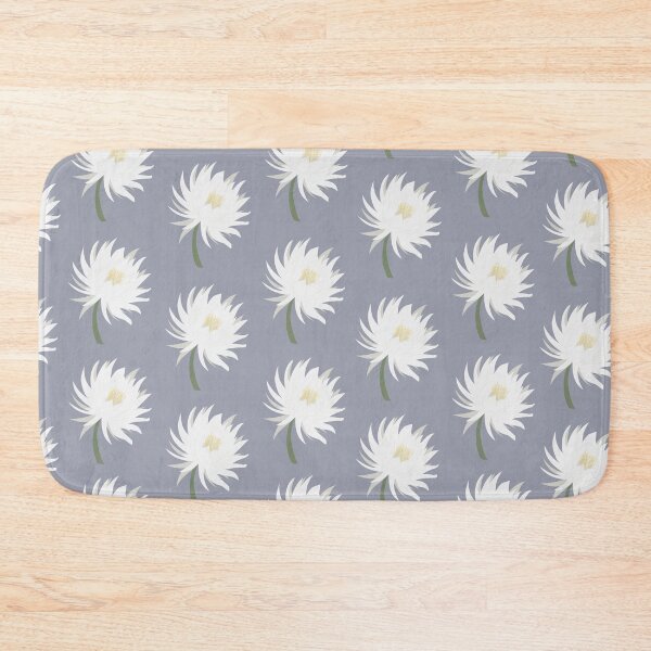 Item preview, Brahma Kamal Flower Pattern – White Lotus-Like Floral on Dusty Blue designed and sold by  Boho Vibes Studio.