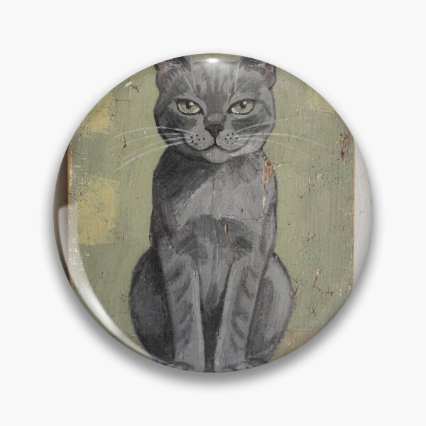 Item preview, Aloof Russian Blue Folk Cat designed and sold by PictorialWhimsy.