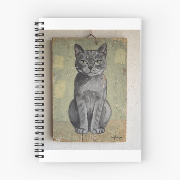 Item preview, Aloof Russian Blue Folk Cat designed and sold by PictorialWhimsy.