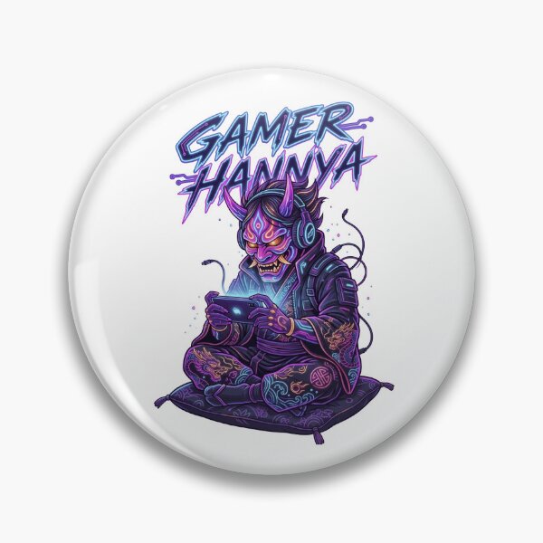Item preview, Gamer Hannya Oni Demon Gaming Japanese Neon Cyberpunk designed and sold by LOVEARTDESIGN.