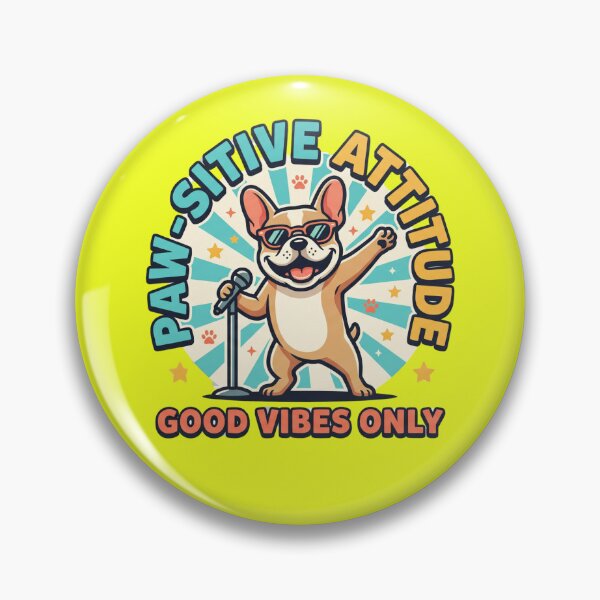 Item preview, Funny French Bulldog "Paw-sitive Attitude" Good Vibes Only Motivational Cartoon Tee Design designed and sold by BiniClicks.