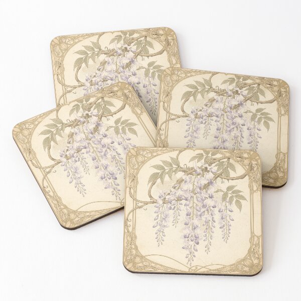 Item preview, Art Nouveau Wisteria Study in Gold designed and sold by PictorialWhimsy.