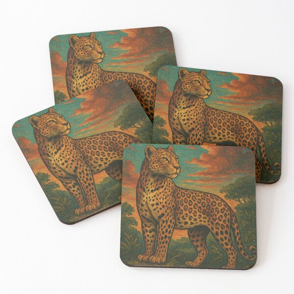 Item preview, Majestic Leopardess Portrait | Vintage Wildlife Wall Art designed and sold by PaintedPixels01.