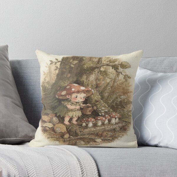 Item preview, Mushroom Sprite Tending a Toadstool Garden designed and sold by PictorialWhimsy.