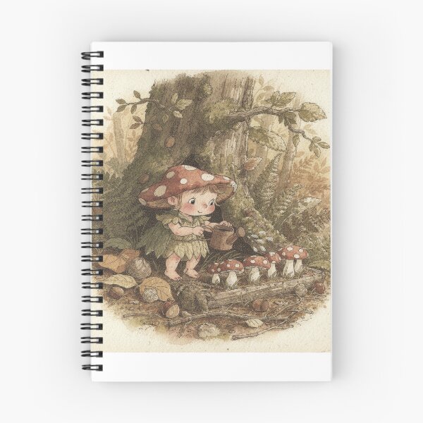 Item preview, Mushroom Sprite Tending a Toadstool Garden designed and sold by PictorialWhimsy.