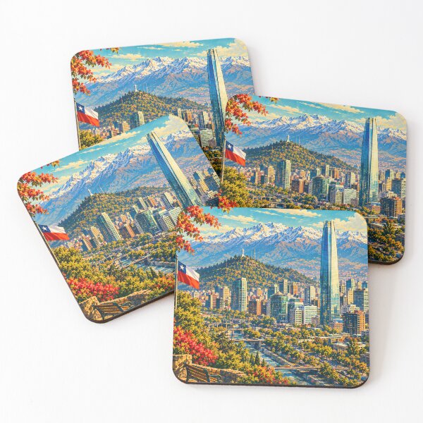 Item preview, Santiago Chile Andes Mountain Skyline Vintage Travel Poster designed and sold by TAOptimus .
