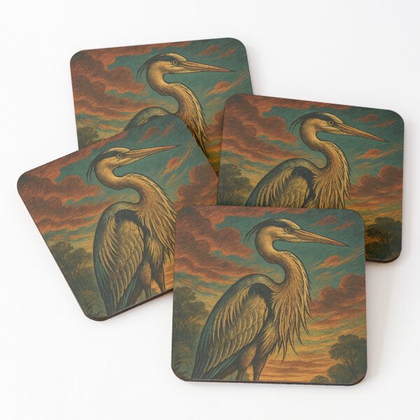 Item preview, Majestic Heron Elegance Vintage Poster | Graceful Bird Wall Art | Retro Nature Illustration designed and sold by PaintedPixels01.