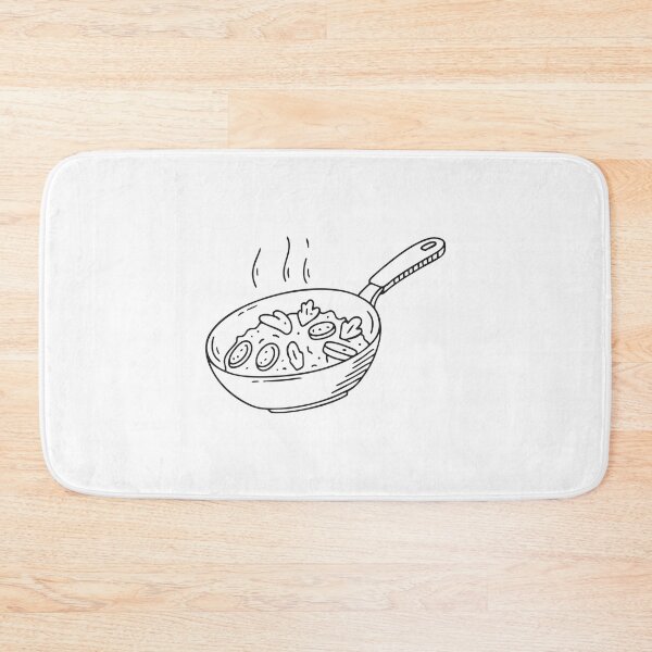 Item preview, Doodle illustration of a vegan stir fry cooking in a frying pan designed and sold by rasagamastore.