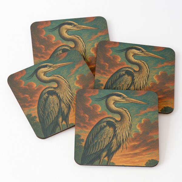 Item preview, Majestic Heron Elegance Vintage Poster | Graceful Bird Wall Art | Retro Nature Illustration designed and sold by PaintedPixels01.