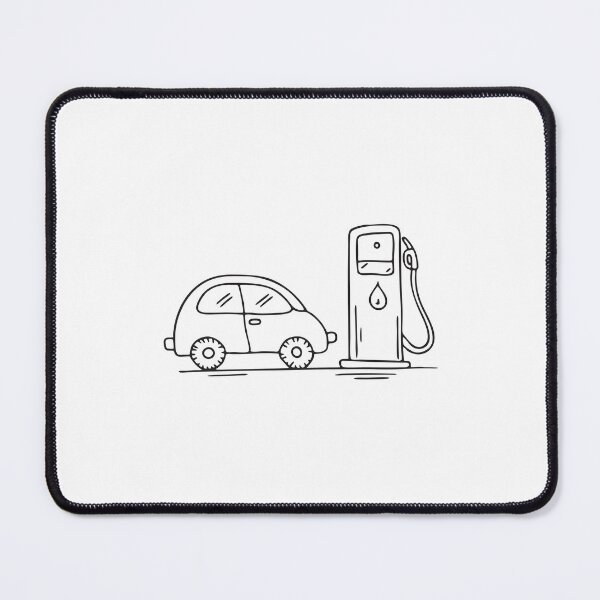 Item preview, Doodle illustration of a vehicle stopped beside a gas pump designed and sold by rasagamastore.