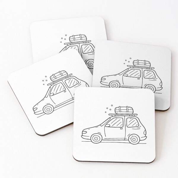 Item preview, Doodle illustration of a vehicle carrying luggage on a roof rack designed and sold by rasagamastore.