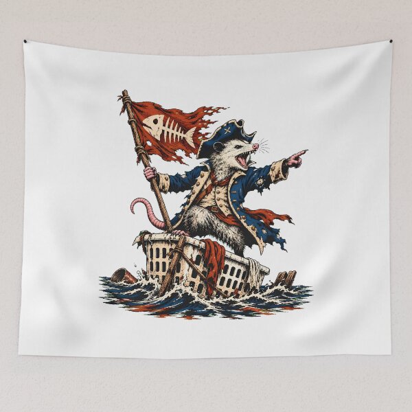 Item preview, Pirate Opossum Sailing Laundry Basket Meme Fan designed and sold by chattsuede.