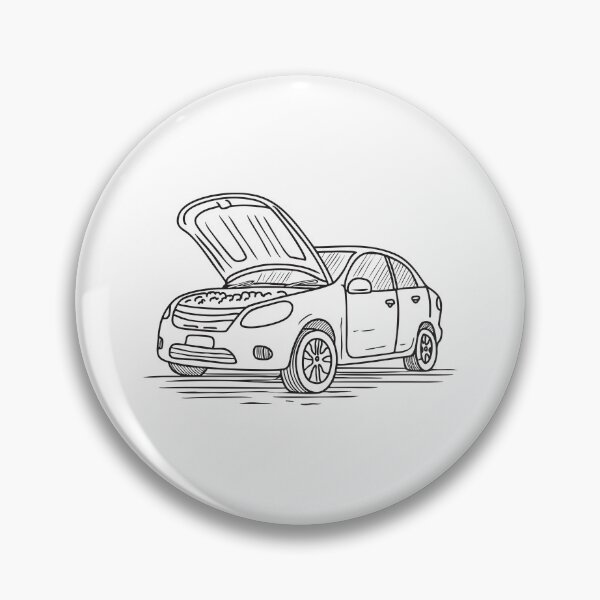 Item preview, Doodle illustration of a vehicle with its hood open showing the engine designed and sold by rasagamastore.