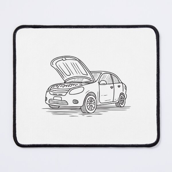 Item preview, Doodle illustration of a vehicle with its hood open showing the engine designed and sold by rasagamastore.