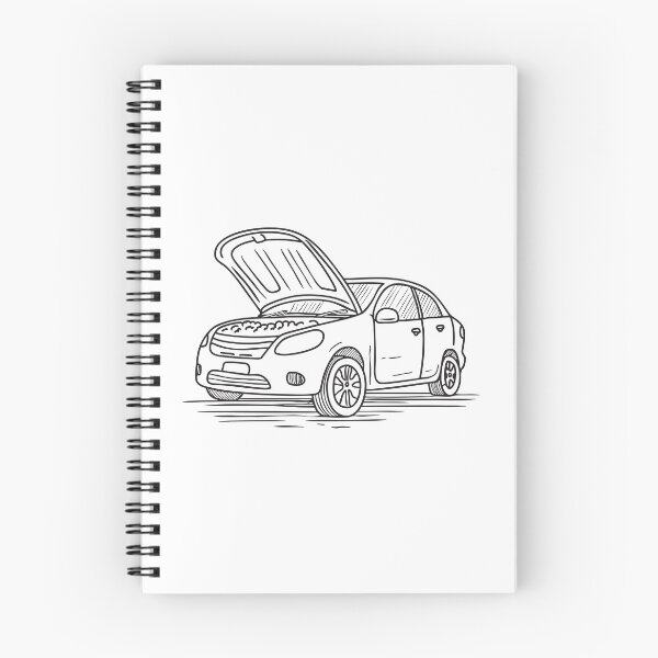 Item preview, Doodle illustration of a vehicle with its hood open showing the engine designed and sold by rasagamastore.