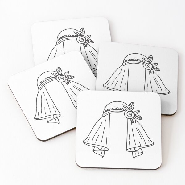 Item preview, Doodle illustration of a veil fastened to a decorative hair comb designed and sold by rasagamastore.