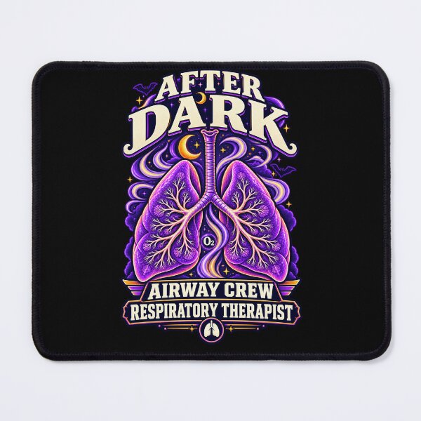 Item preview, After Dark Airway Crew Respiratory Therapist Purple Lungs and Bats designed and sold by ClinicalHubs.