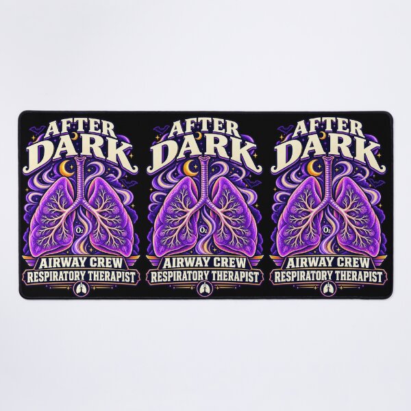 Item preview, After Dark Airway Crew Respiratory Therapist Purple Lungs and Bats designed and sold by ClinicalHubs.