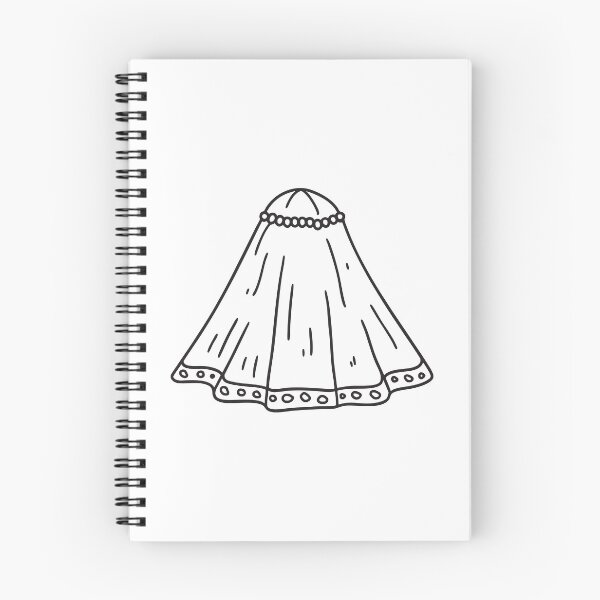 Item preview, Doodle illustration of a veil with beaded trim fully spread out designed and sold by rasagamastore.