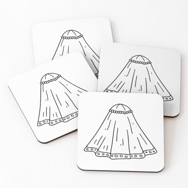 Item preview, Doodle illustration of a veil with beaded trim fully spread out designed and sold by rasagamastore.