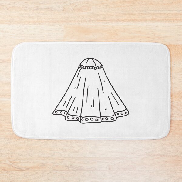 Item preview, Doodle illustration of a veil with beaded trim fully spread out designed and sold by rasagamastore.
