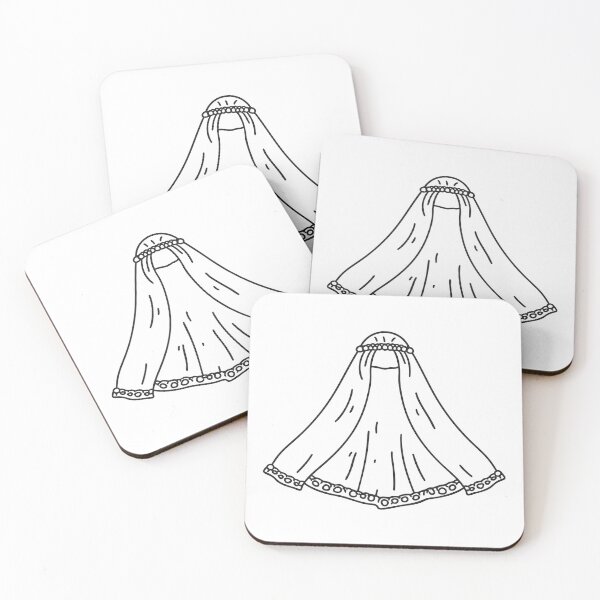 Item preview, Doodle illustration of a veil featuring beaded trim laid flat designed and sold by rasagamastore.