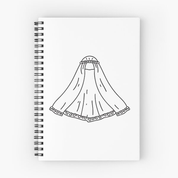 Item preview, Doodle illustration of a veil featuring beaded trim laid flat designed and sold by rasagamastore.