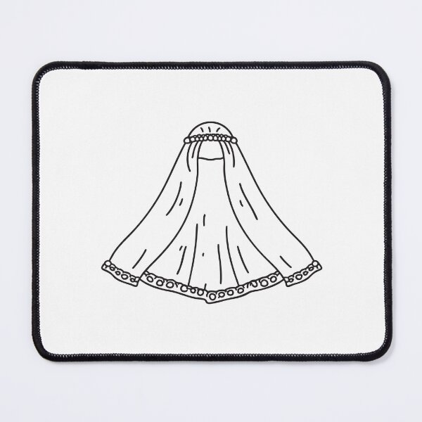 Item preview, Doodle illustration of a veil featuring beaded trim laid flat designed and sold by rasagamastore.