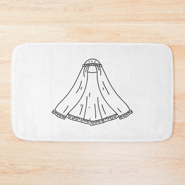 Item preview, Doodle illustration of a veil featuring beaded trim laid flat designed and sold by rasagamastore.