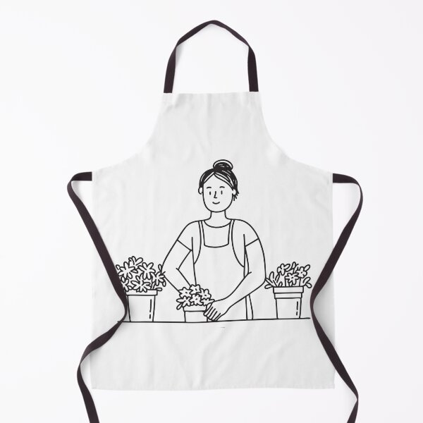 Item preview, Doodle illustration of a vendor placing flowers in display buckets designed and sold by rasagamastore.