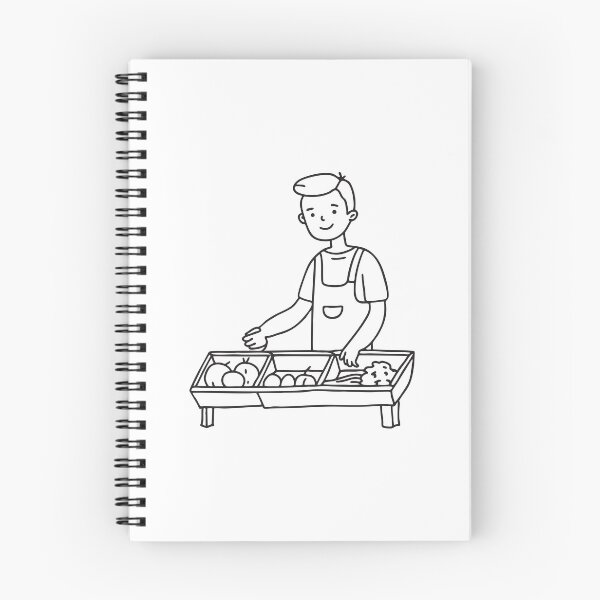Item preview, Doodle illustration of a vendor arranging vegetables on a market stall designed and sold by rasagamastore.