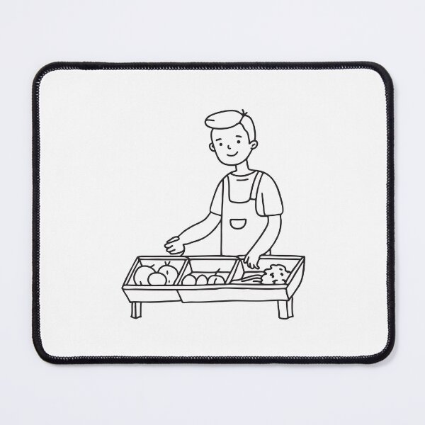 Item preview, Doodle illustration of a vendor arranging vegetables on a market stall designed and sold by rasagamastore.