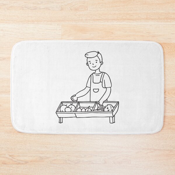 Item preview, Doodle illustration of a vendor arranging vegetables on a market stall designed and sold by rasagamastore.