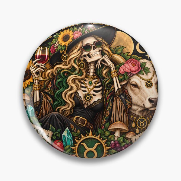 Item preview, Gothic Taurus Zodiac Witch – Skeleton, Bull & Botanical Astrology Art designed and sold by NinthLantern.