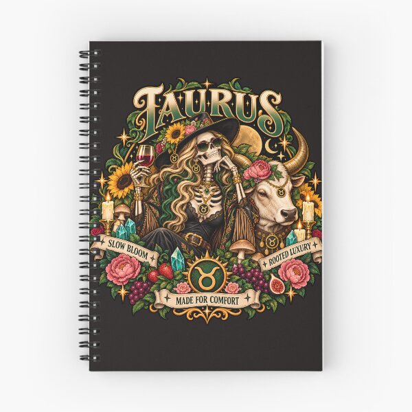 Item preview, Gothic Taurus Zodiac Witch – Skeleton, Bull & Botanical Astrology Art designed and sold by NinthLantern.