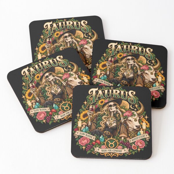 Item preview, Gothic Taurus Zodiac Witch – Skeleton, Bull & Botanical Astrology Art designed and sold by NinthLantern.
