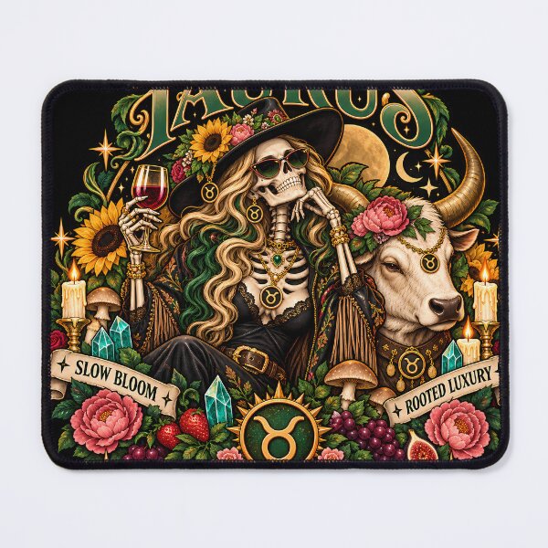 Item preview, Gothic Taurus Zodiac Witch – Skeleton, Bull & Botanical Astrology Art designed and sold by NinthLantern.