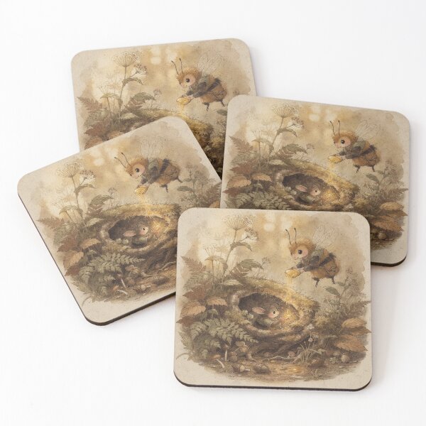 Item preview, Bumblebee Folk Delivering Honey Drops designed and sold by PictorialWhimsy.