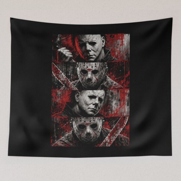 Item preview, Halloween Tshirts Michael Myers Jason Voorhees Ghost Face Art The Clown Vintage Horror Movie designed and sold by PalikoRuka.