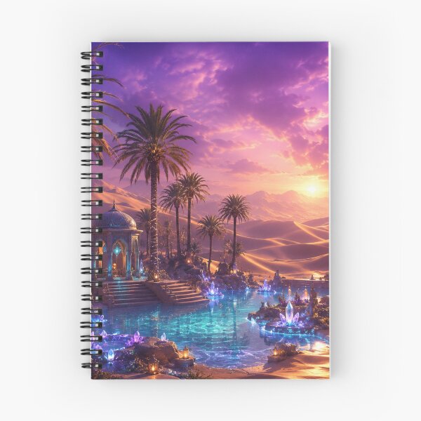 Item preview, Enchanted Crystal Desert Oasis at Sunset – Fantasy Landscape designed and sold by CreativeCharmCo.