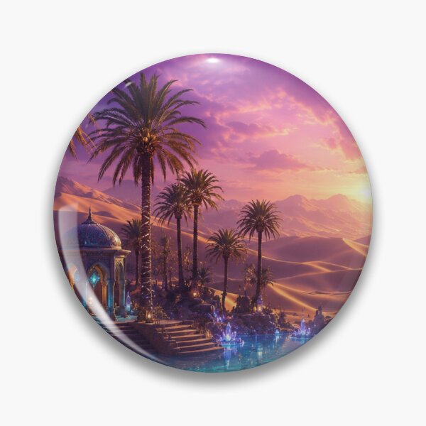 Item preview, Enchanted Crystal Desert Oasis at Sunset – Fantasy Landscape designed and sold by CreativeCharmCo.