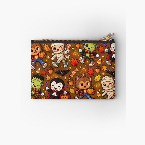 Item preview, Kawaii Halloween Monsters Fall Pattern – Cute Mummy, Vampire, Werewolf & Frankenstein Autumn Design designed and sold by ALH Apparel.